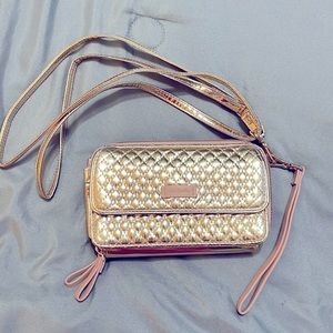 Vera Bradley quilted Rose Gold Metallic wristlet Crossbody